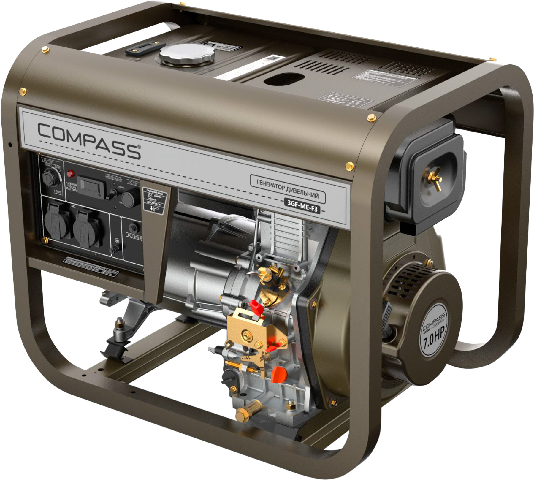 Електрогенераторна установка Compass 3 кВт / 3,3 кВт 230 В 3GF-ME дизель